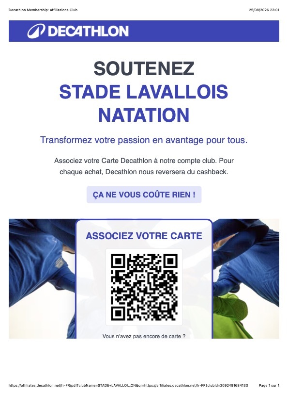 Aider le club grâce à votre carte Décathlon !